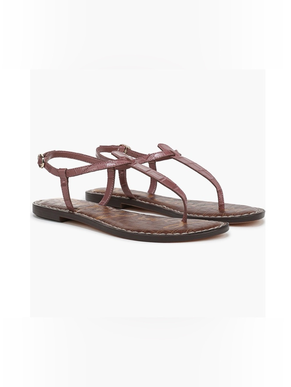 ✅NEW “Sam Edelman” Gigi Mauve Leather T-Strap Sandals (Women)